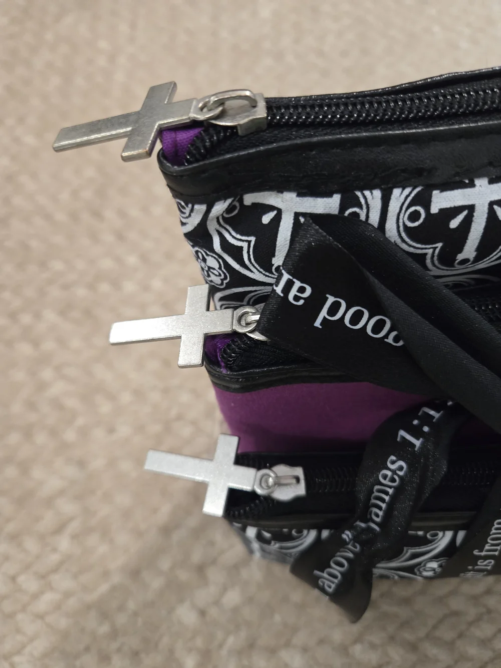 ✨ Christian Faith-Based 3-Piece Cosmetic Bag Set